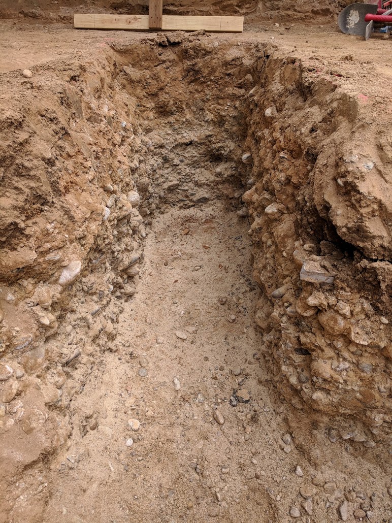 Here's a not very exciting close up of the trench. It's actually a lot deeper now.